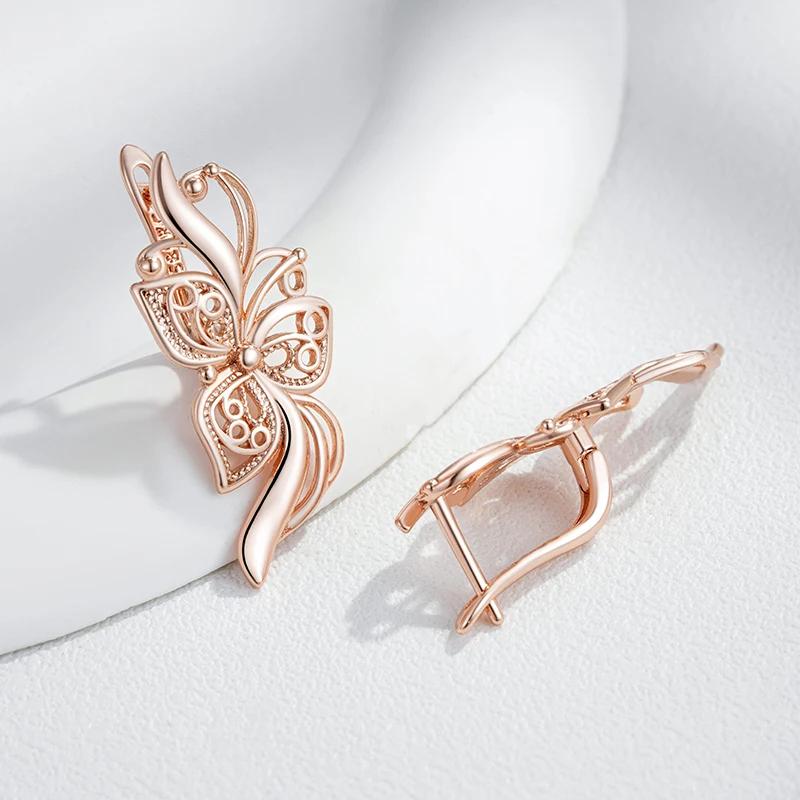 Elegant Light Luxury Rose Golden Floral Hollow Earrings